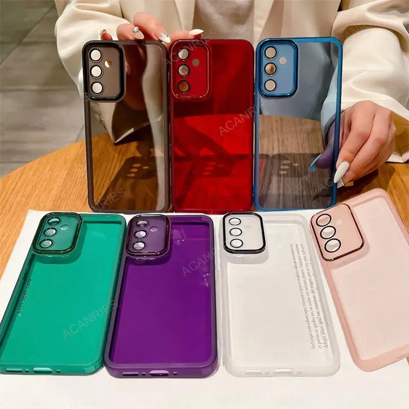 Clear Solid Color Silicone Case with Camera Protection for Various Smartphone Models