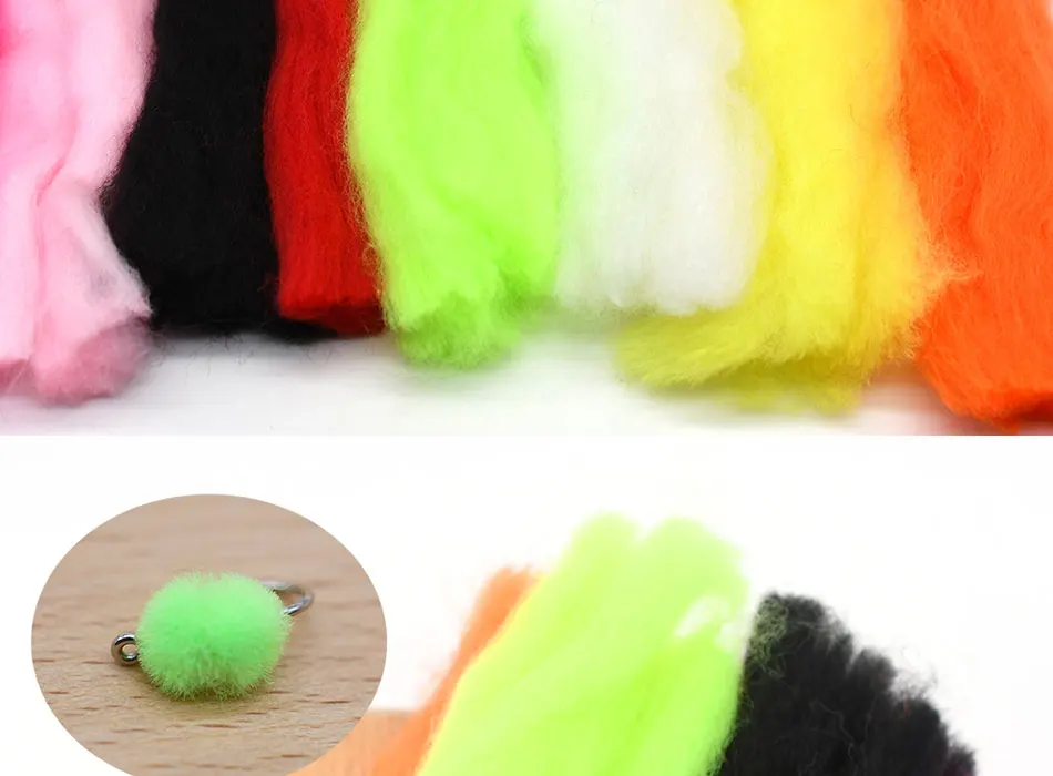 MNFT 8 Packungen weiches buntes Ei-Garn, leuchtende Insektengarne, Faser-Köderfisch-Köder, Fallschirm-Fliegenbindematerial, Streamer-Fliegen – Detail 3