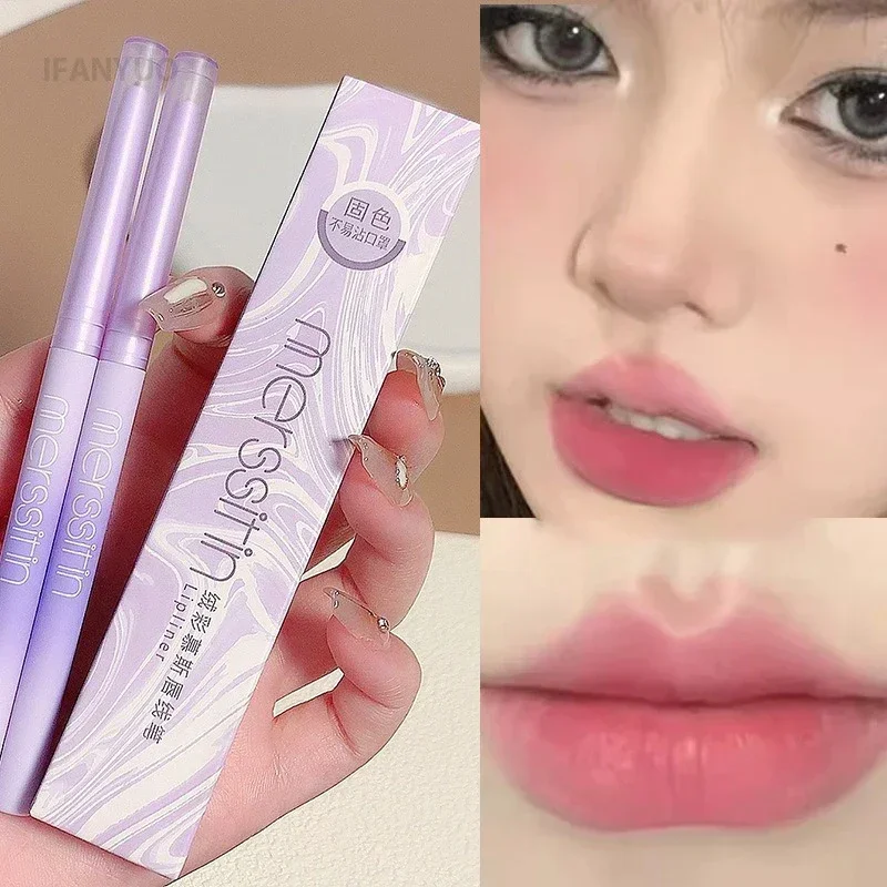Berry Red Lip Liner Matte Velvet Lipliner Pencil Long-lasting Waterproof 3D Lip Plumping Tint Contouring Pen Nude Brown Lipstick 2