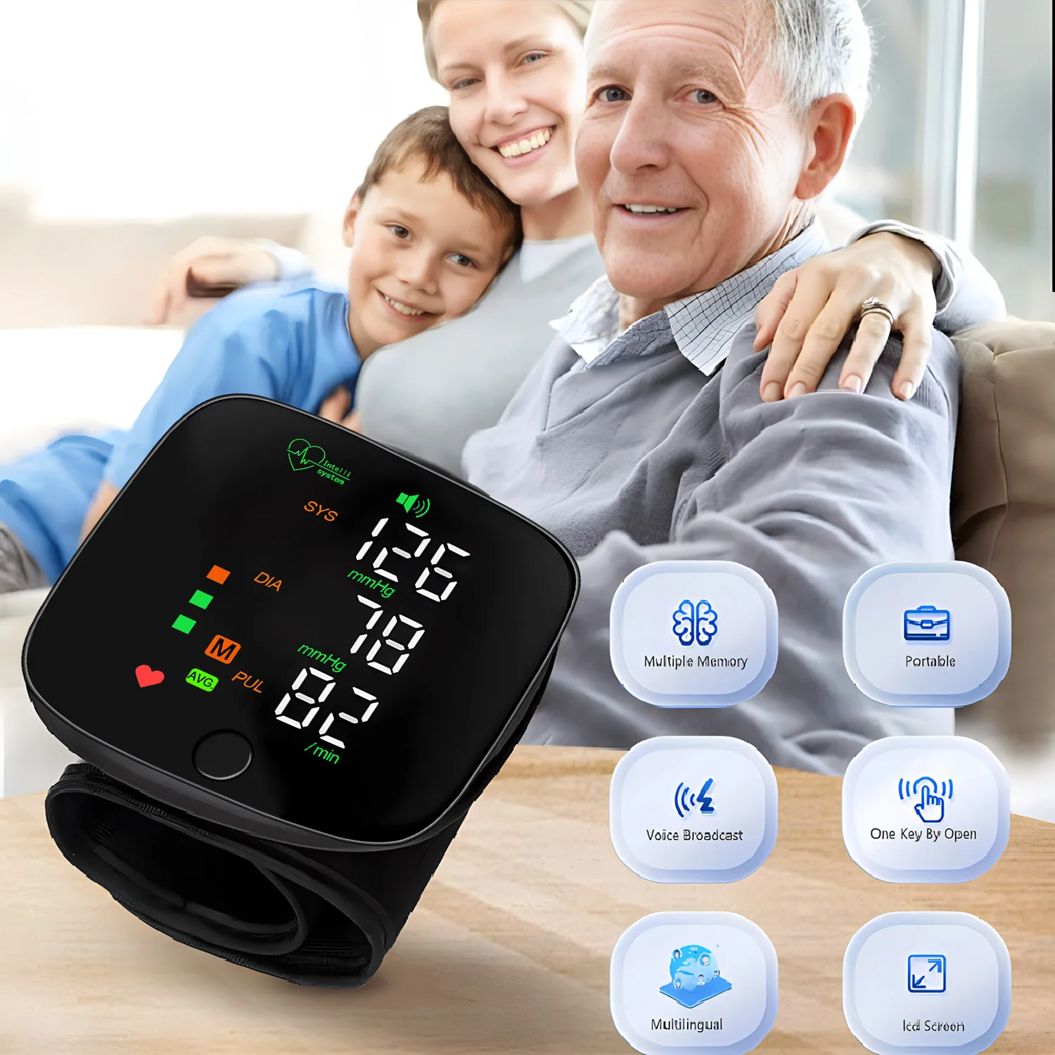 Wrist Blood Pressure Monitor Digital Rechargeable