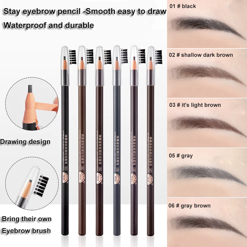 

Eyebrow Pencil Fine Novel Makeup Product Waterproof Capillary Long Lasting Easy to Use Beginner Cosmetics Wholesale Brown 1PCS