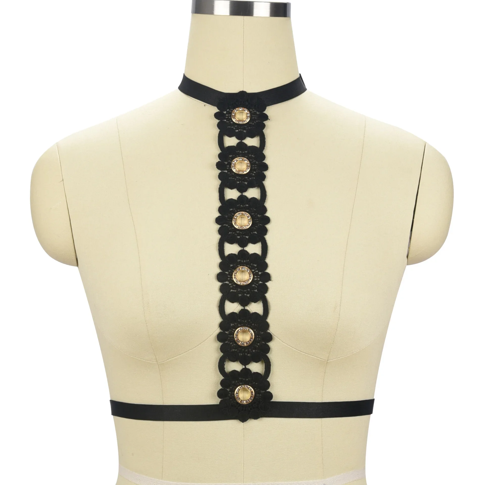 Black French Lace Floral Hollow out Sexy Sensual One Shoulder Bamboo Clothes Cross Border Transparent Special Use Clothing