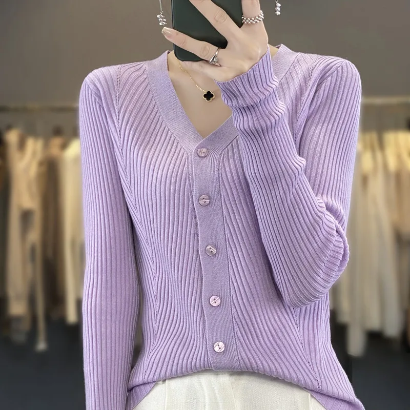 2023 New Women Cashmere Cardigans Sweater V-neck Cashmere Cardigans Solid Single Breasted Women Cashmere cardigan