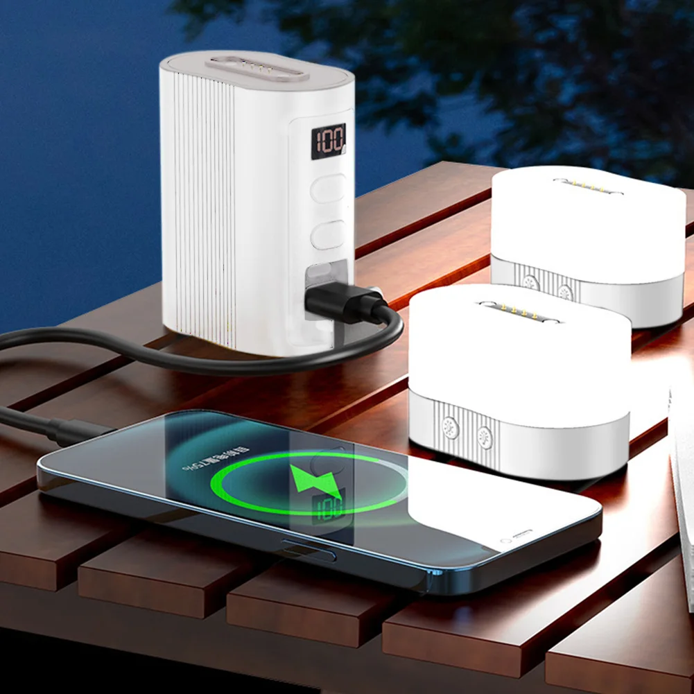 LED Camping Lantern with Magnetic Base Electric Camping Lamp USB Charging Outdoor Fishing Light Power Display for Camping Hiking