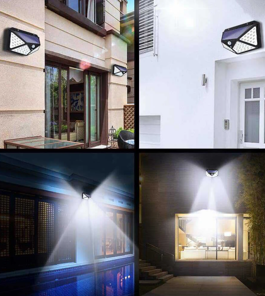 2/4PCS 100 LED Solar Light Outdoor Solar Wall Lamp PIR Motion Sensor Lamps Waterproof Solar Lights For Garden Decoration Street solar outside lights