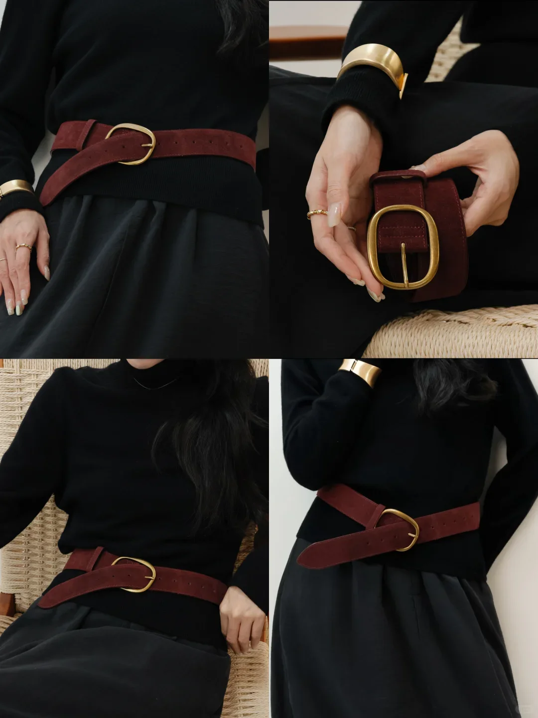 WHC 2 Pezzi Cinture da Donna, Cinturino in Vita Annodato con Stile Semplice, Sottile Regolabile Cintura Senza Fibbia, Cintura Donna Pelle PU Alla Moda, per Vestito, Camicia, Felpa