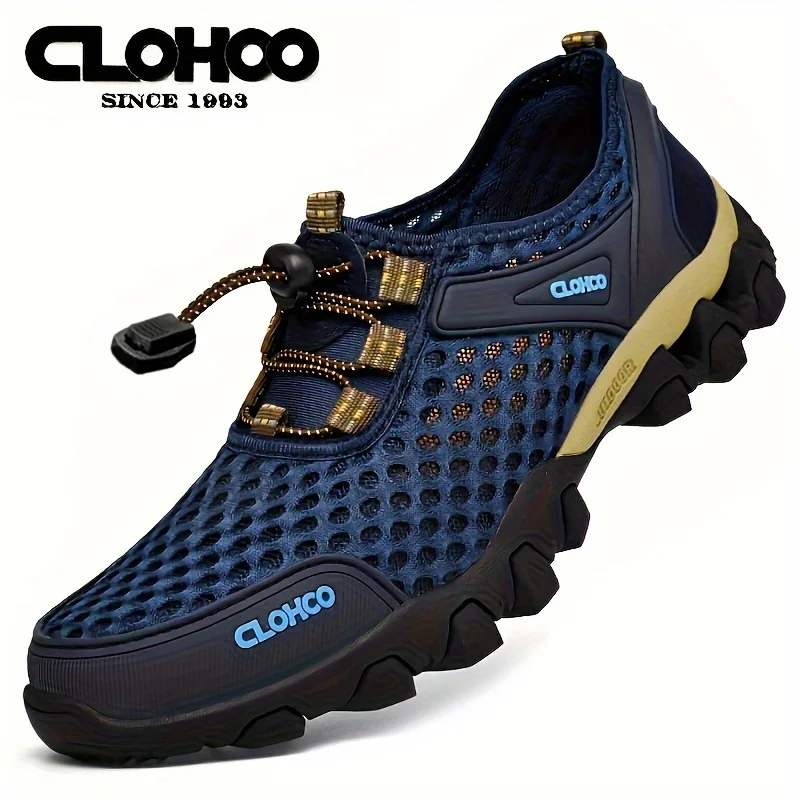 CLOHOO Male Casual Mesh Sports Shoes Lightweight Non-Slip Rubber Sole Hiking Shoes Outdoor Camp Walking Men Shose Summer