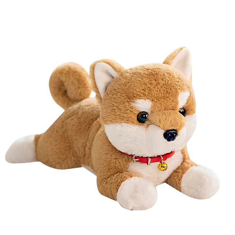 Nice  Cute Fluffy Shiba Inu Peluche Toys Lovely Bell Dog Dolls Stuffed Animal Pillow Birthday Christmas Gift For Children