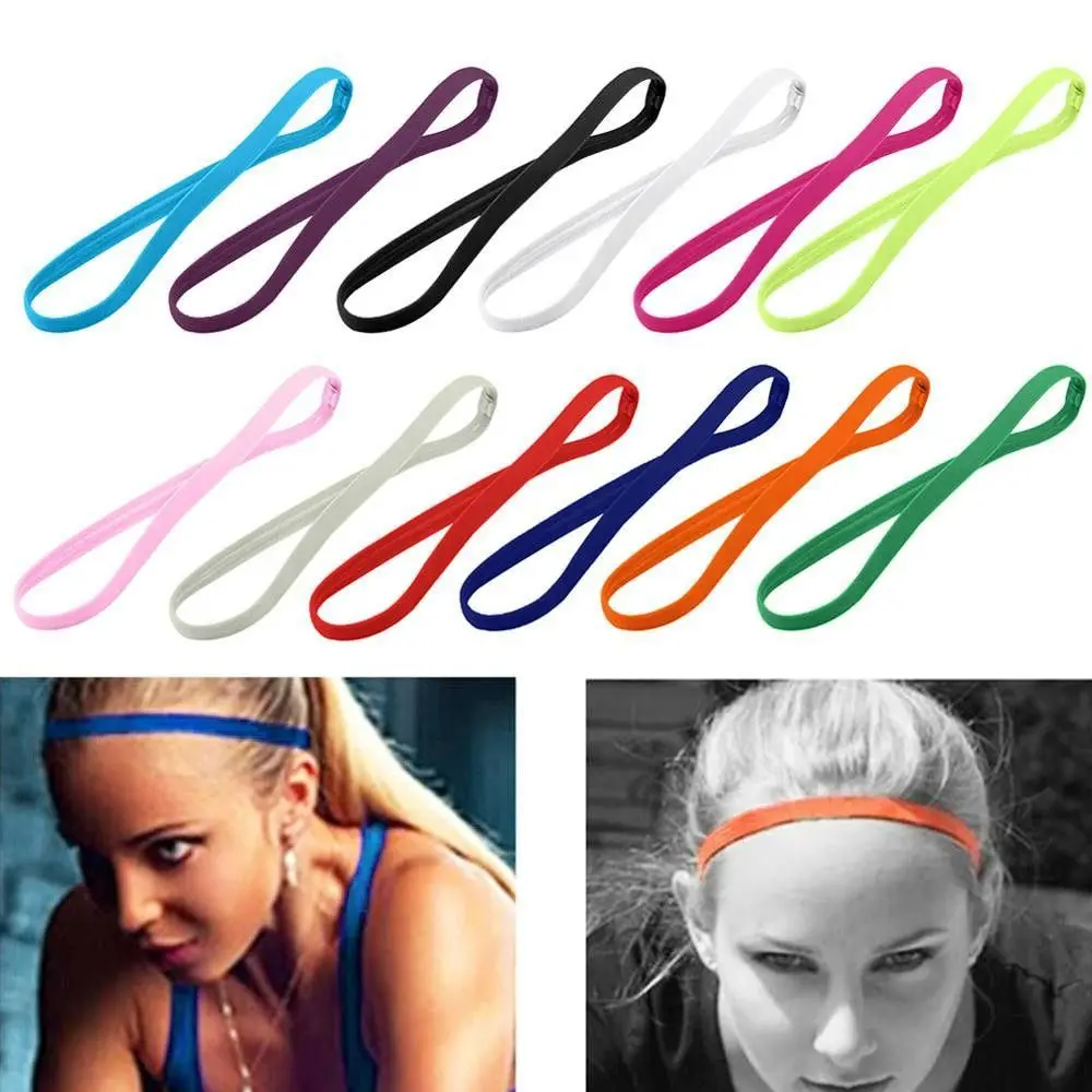 Sports Headbands 1 PC Women Men Yoga Anti-slip Elastic Rubber Sweatband Football Running