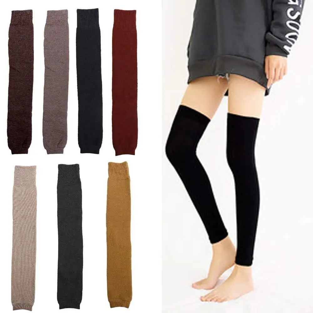 

Solid Color Long Tube JK Uniform Knee Protector Lolita Arm Sleeves Knitted Foot Cover Women Leg Warmers Over Knee Socks