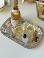 French Vintage Tray Metal Floral Dining Tray Restaurant Commercial Storage Rectangular Tray Refreshment 1