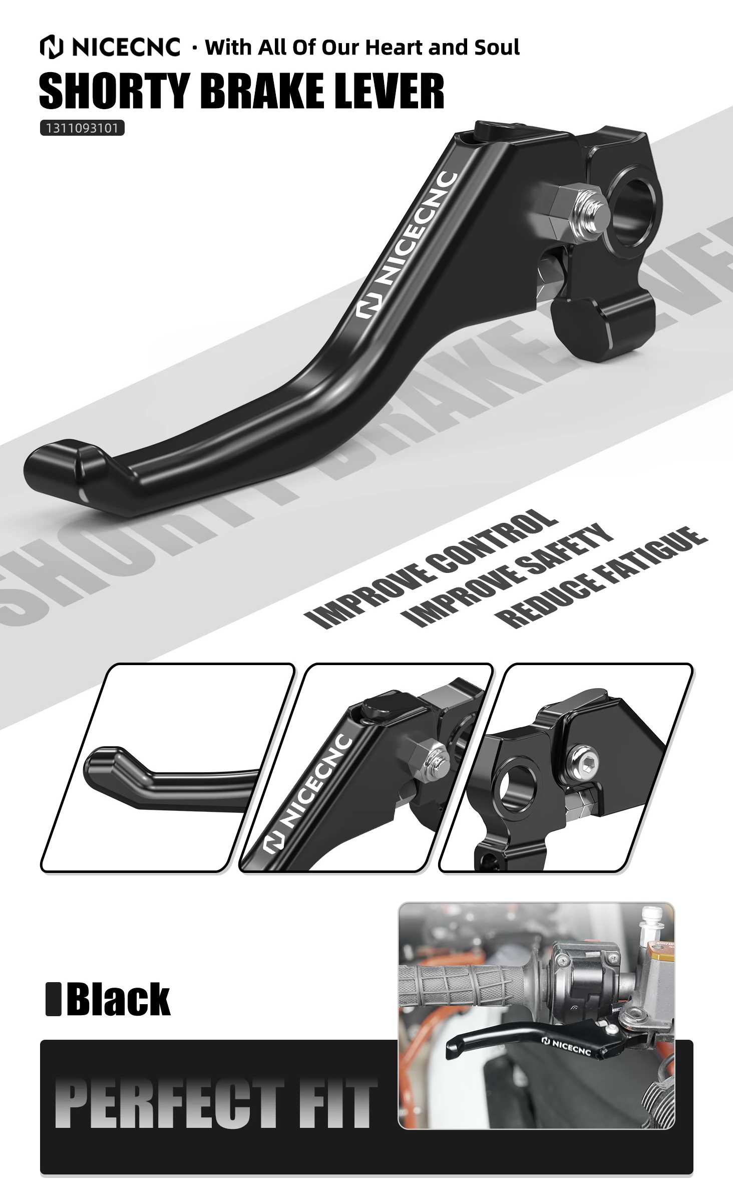 NICECNC Kurzer Brems- und Kupplungshebel für KTM 690 Enduro R 690 SMC R 2014-2023 Husqvarna 701 Enduro SM 16-2023 GasGas 700 SM ES – Detail 1