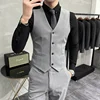 S-7XL High-end Brand Solid Color Elastic Men's Casual Business Vest Groom Wedding Suit Party Waist Coat 4