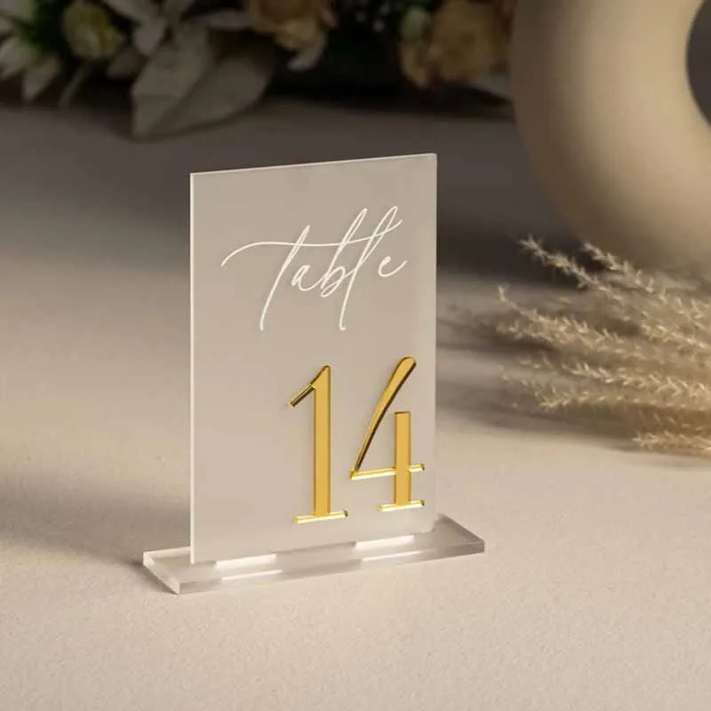 Frosted Acrylic Table Numbers Frosted Acrylic Sign Wedding Table Decor Wedding Signage Gold Numbers
