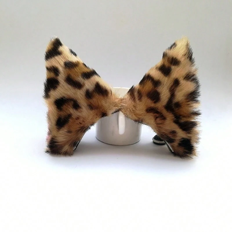 Women Girls Lolita Plush Cat Ear Hairpins Anime Cosplay Long Faux Fur Fox Ears Hair Clip Furry Hair Clip Party Accessories Props