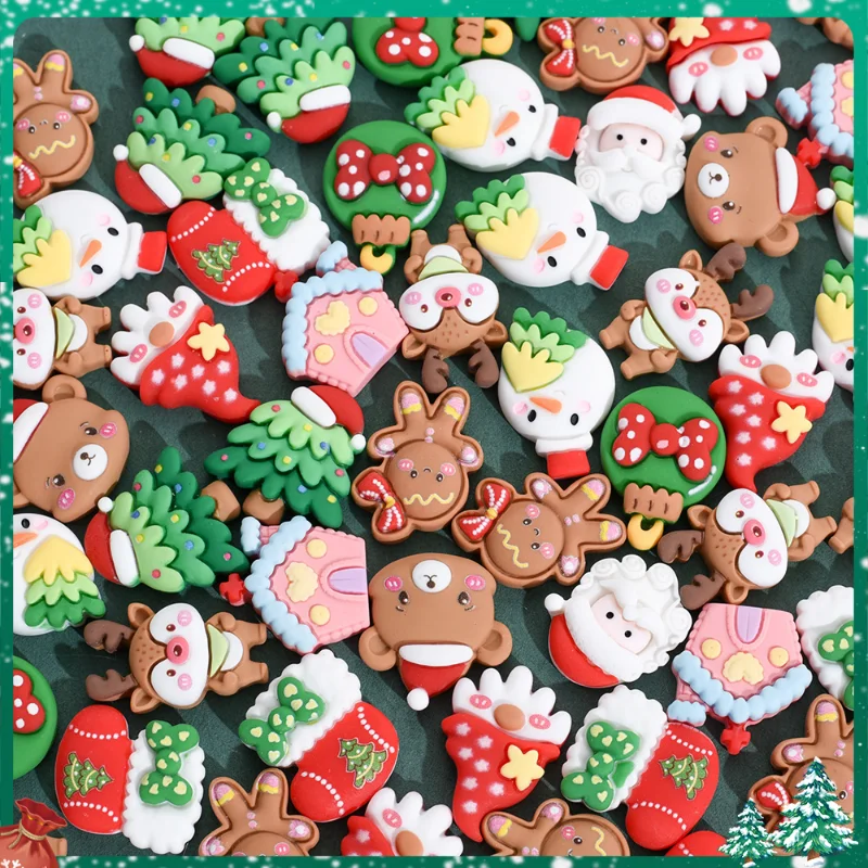 

10Pcs New Cute Mini Christmas Series Flat Back Resin Cabochons Scrapbooking DIY Jewelry Craft Decoration Accessorie