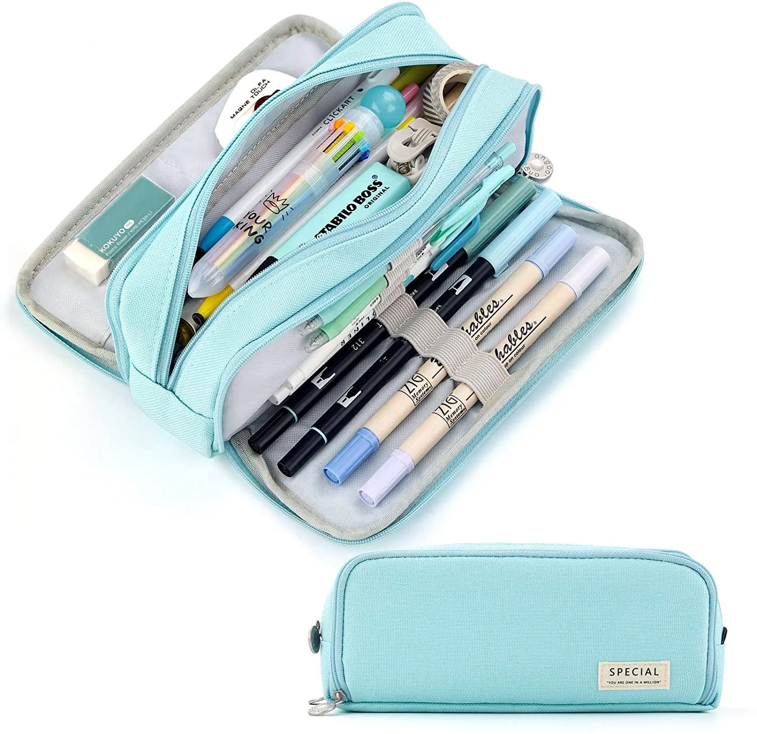 Kawaii Pencil Case with Ample Storage and Double-Sided Access