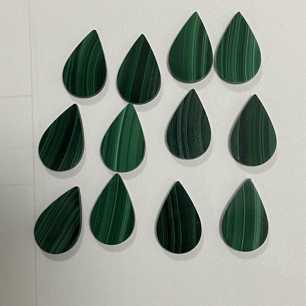 50 Pieces 1 Bag Flat Pear Shape 18.5x11.5x2mm Natural Green Malachite Gemstone for Earring