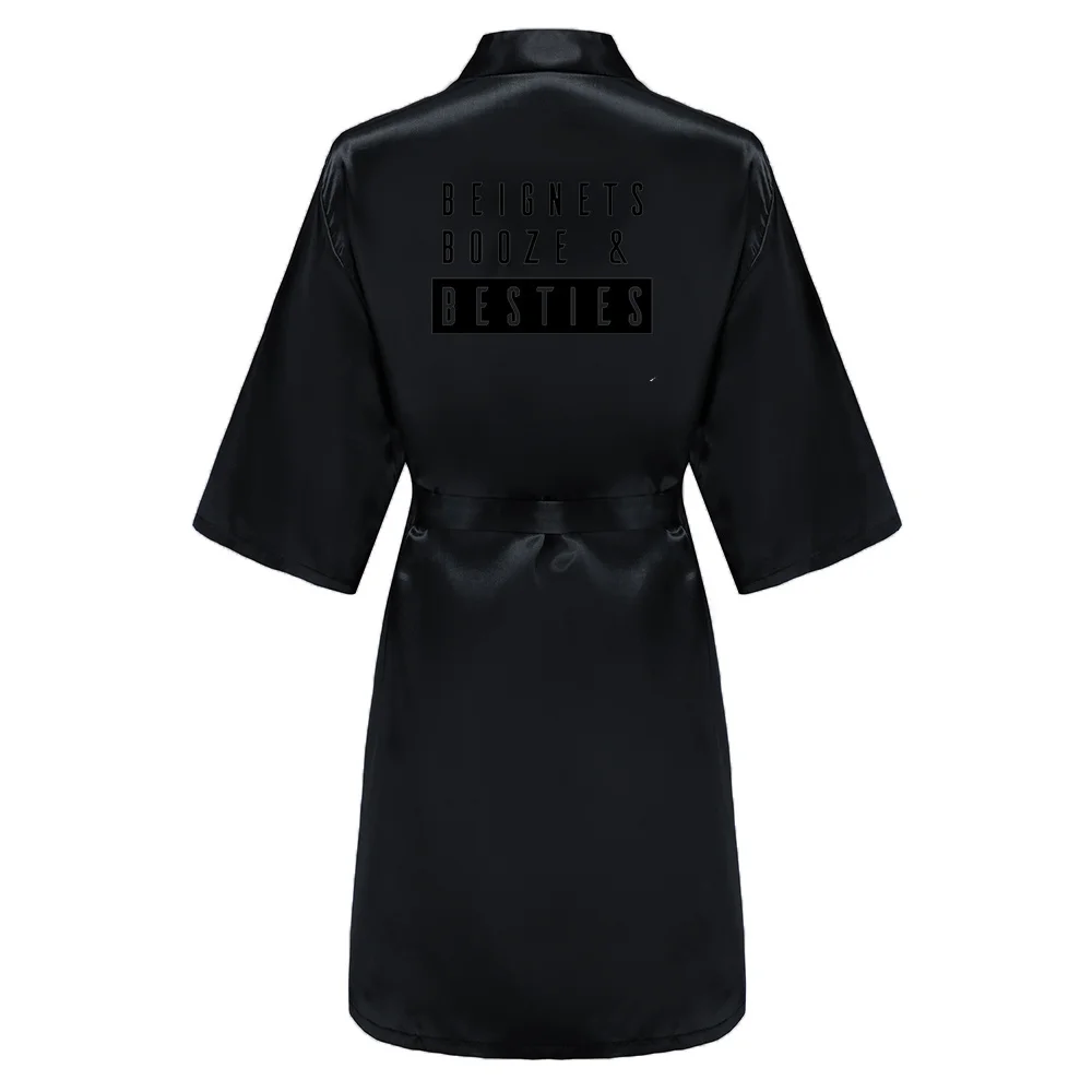 BESTIES Women Wedding Satin Dressing Gown Personalized Bathobe Bridal Party Robes Bridesmaid Robes gift Team Bride