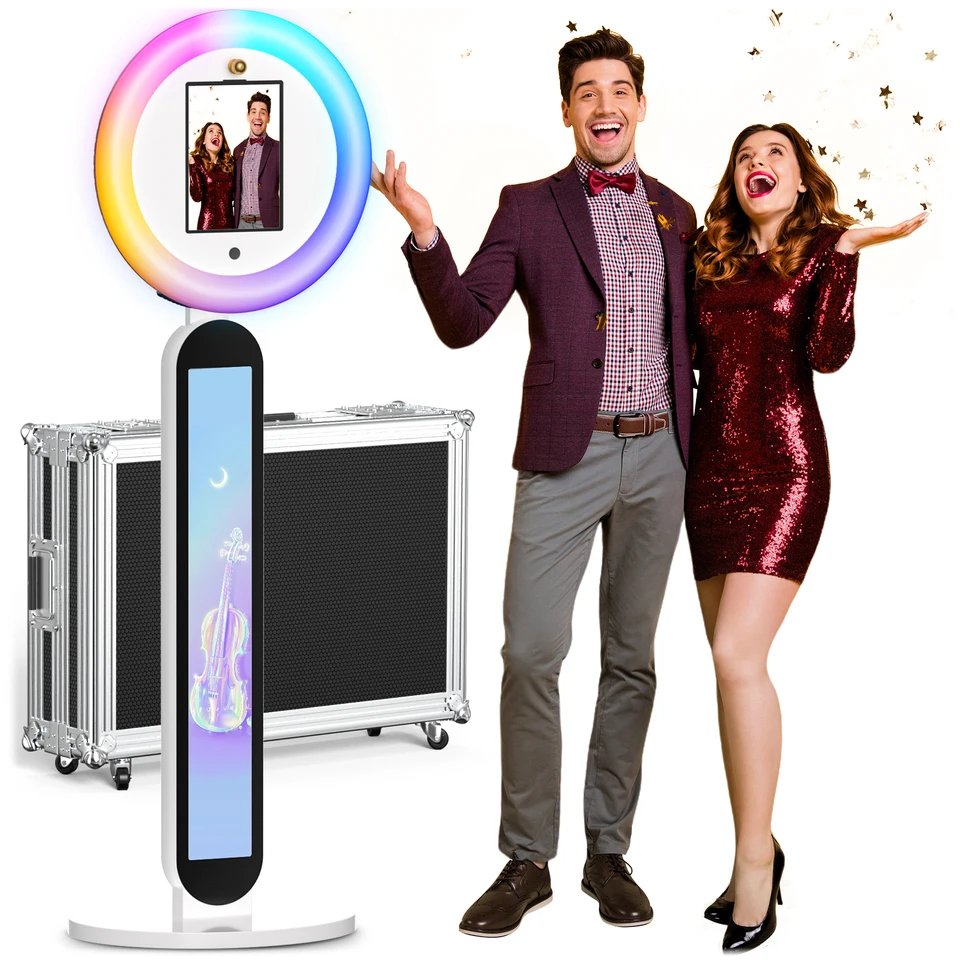Adjustable iPad Selfie Photo Booth with Ring Light