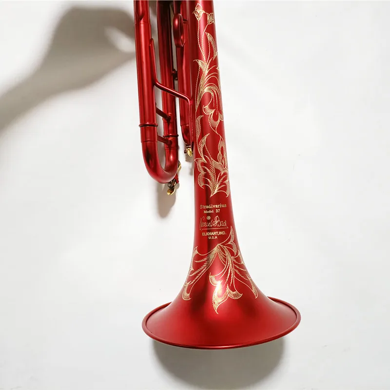 Hot Sell LT180-37 Bb Small Trumpet Matte red Key Professional Music Instruments with case