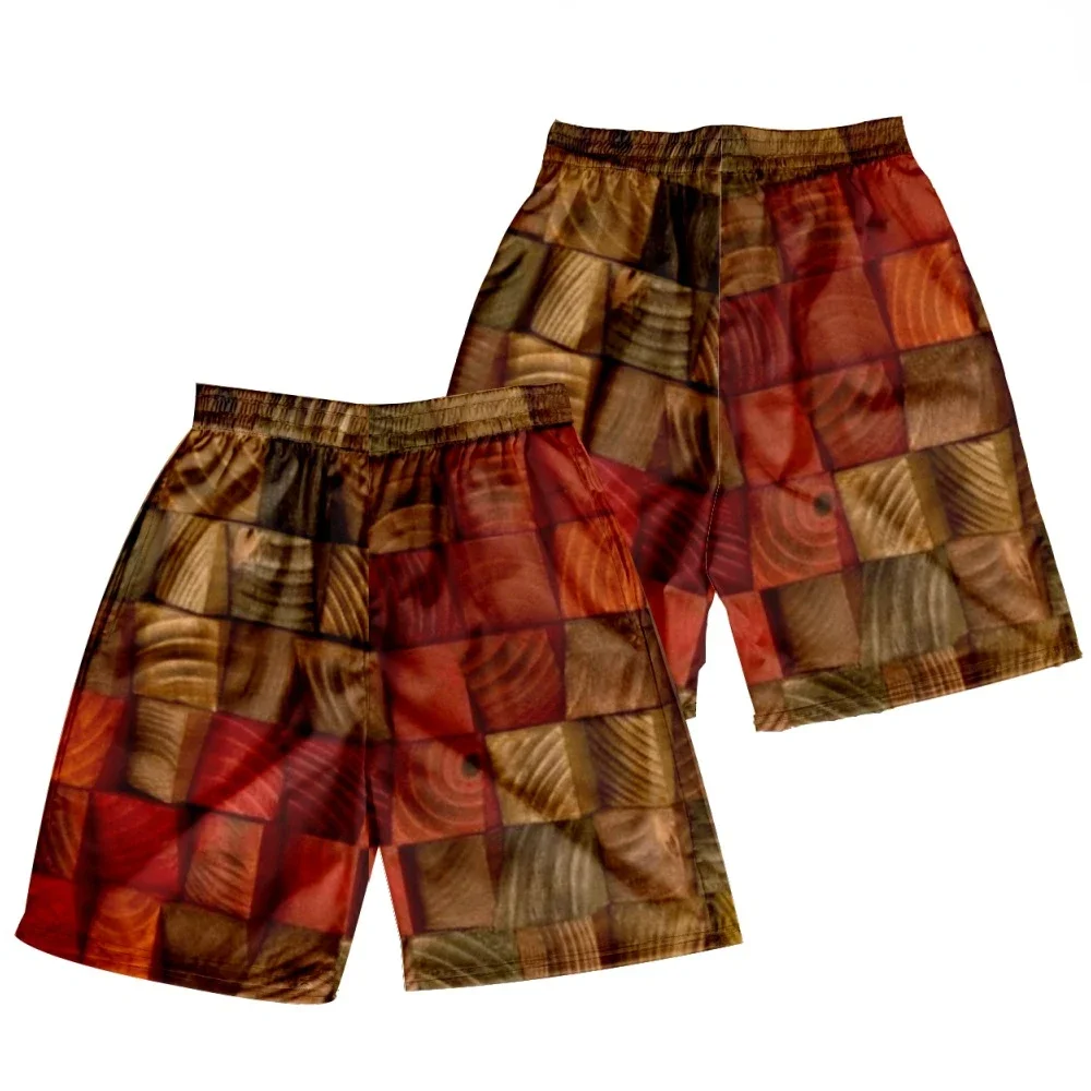 3D Cube Print Shorts Vacation Style Beach Wear Funny Couple Joggers Elastic Waist Drawstring Fitness Shorts Homme Men Clothing