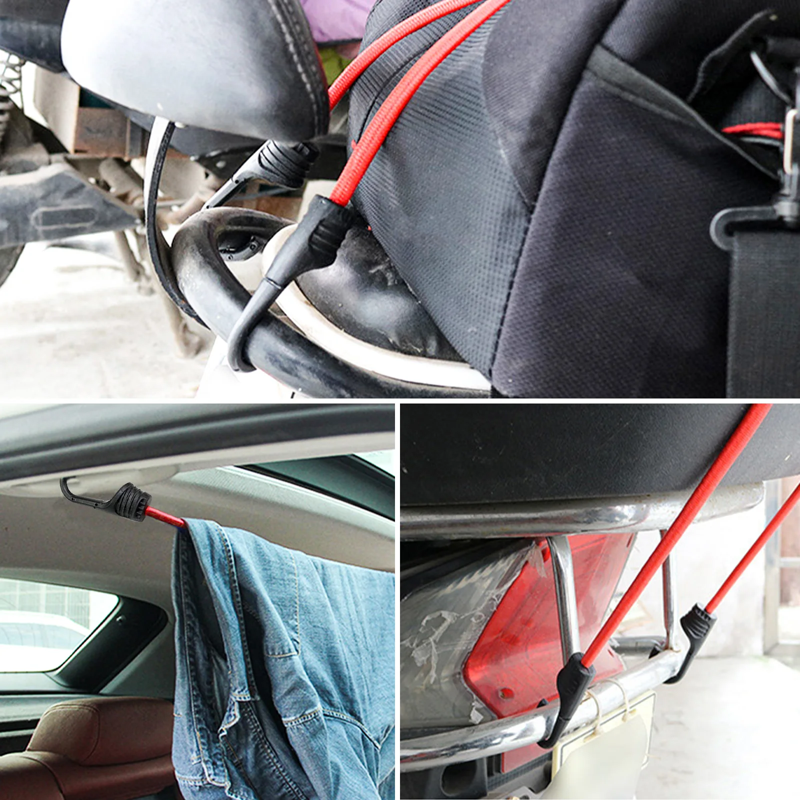 Elastic Bungee Cords Bungee Straps Assorted Lengths Heavy Duty Ropes for Bike Tents Camping RVs Trunks Luggage Racks