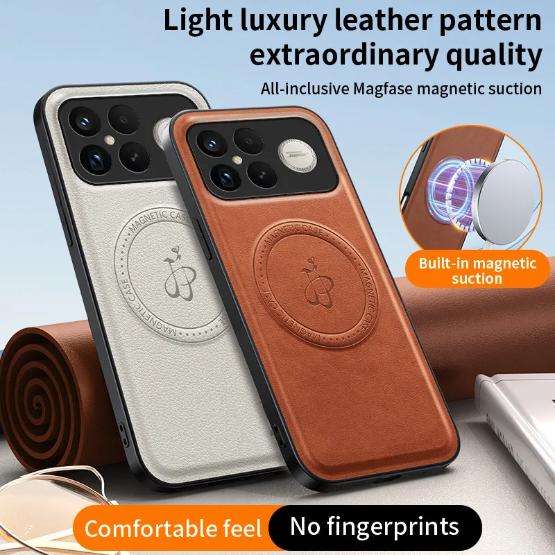 Magnetic Wireless Charging PU Leather Protective Case - Hard Back Shell Cover