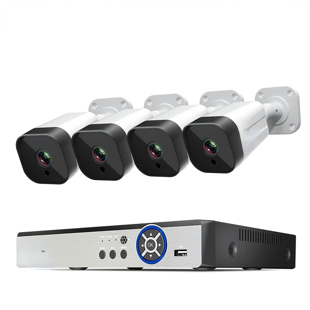 4K 8MP 8Channel POE NVR kit 4PCS IP Bullet Surveillance Camera Security System Set Two way 4K 8MP 8Channel POE NVR kit 4PCS IP Bullet Surveillance Camera Security System Set Two-way Audio Smart CCTV Outdoor