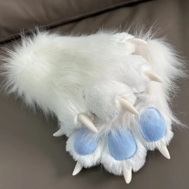 Fursuit Kigurumi Cat Paws Cartoon Plush Furry Cosplay Kig Costume Nail Tiger Claws Full Finger Patchwork 2pcs