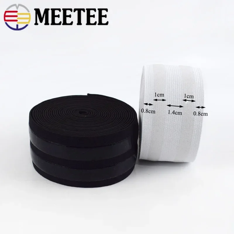 Meetee 2/4Meters 5cm Black White Nylon Polyester Non-slip Silicone Elastic  Band DIY Cloth Sewing Pants Belt Stretch Bands EB038