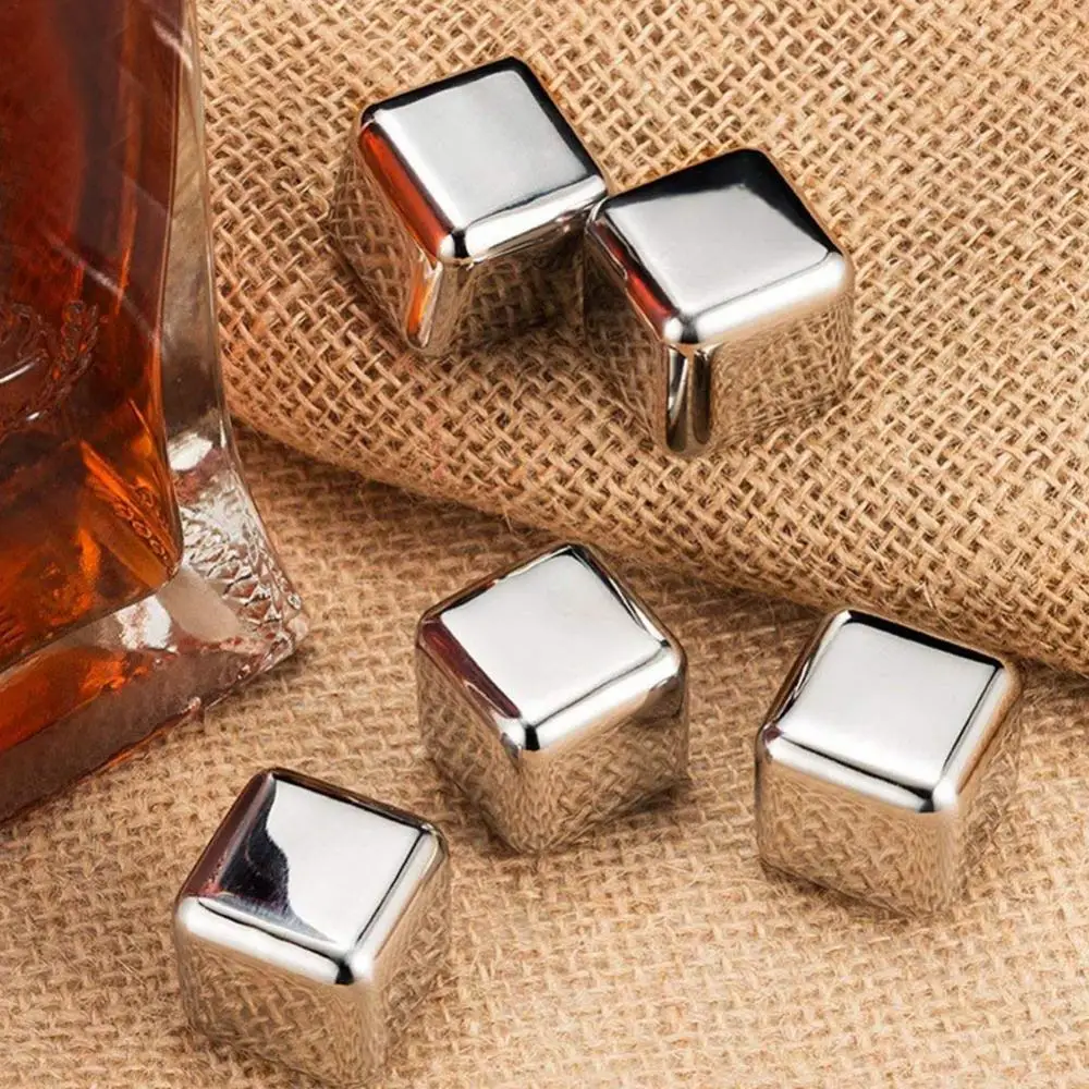 1Pcs Stainless Steel Ice Cubes, Reusable Chilling Stones for Whiskey Wine, Keep Your Drink Cold Longer