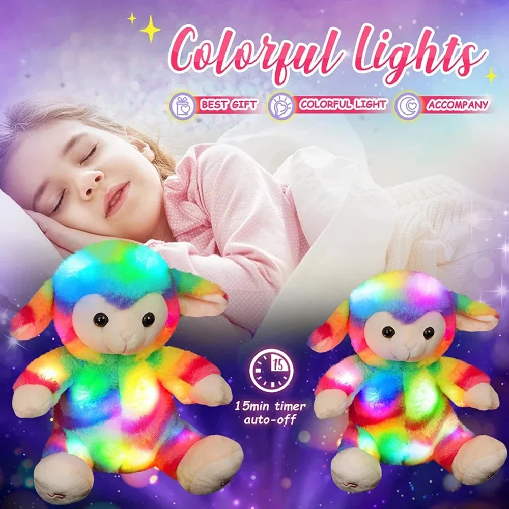 Plush Toys 26cm LED Glowing Rainbow Sheep Stuffed Animals for Girls