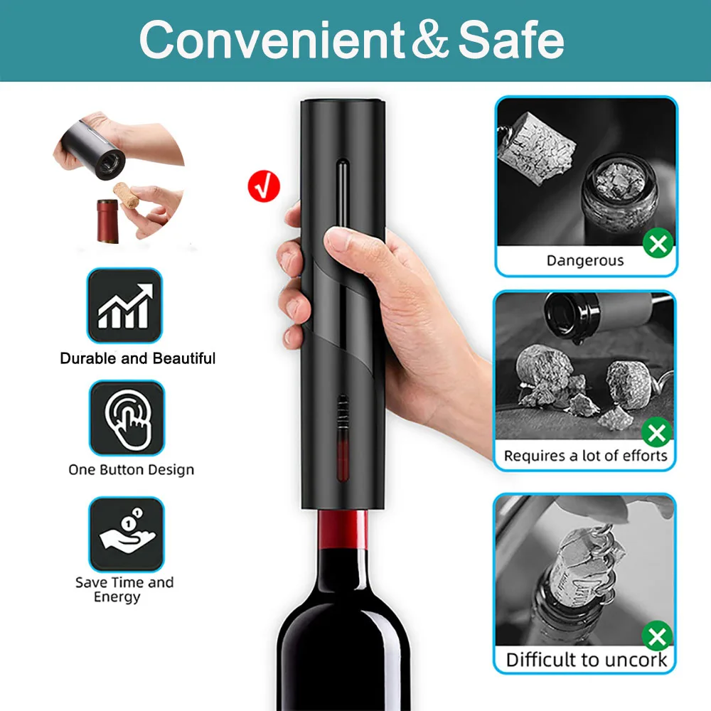 Upgraded-Quntis Electric Corkscrew Wine Bottle Opener with Foil Cutter