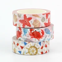 NEW 1PC 10M Decor Kawaii Marine Animals Crabs Starfish Washi Tape Set for Scrapbooking Journaling Masking Tape Cute Stationery 1