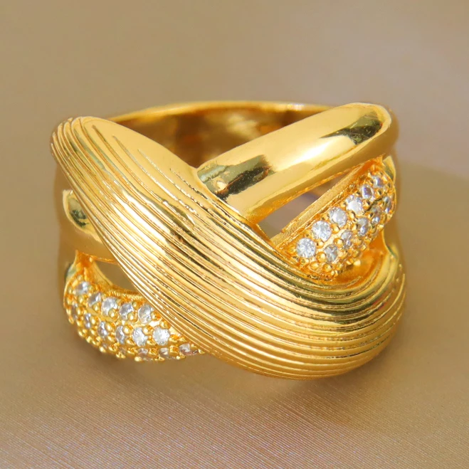 Luxuriöse Dubai Hip-Hop Chunky Ringe 21k Vergoldet Nahöstliche Mode Zirkonia Punk-Ringe Damen Hochzeit Party Schmuck Geschenke – Detail 5