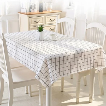Tovaglia grigia, impermeabile e resistente all'olio, tovaglietta da caffè, griglia per la casa, tovaglia in PVC senza lavaggio 1