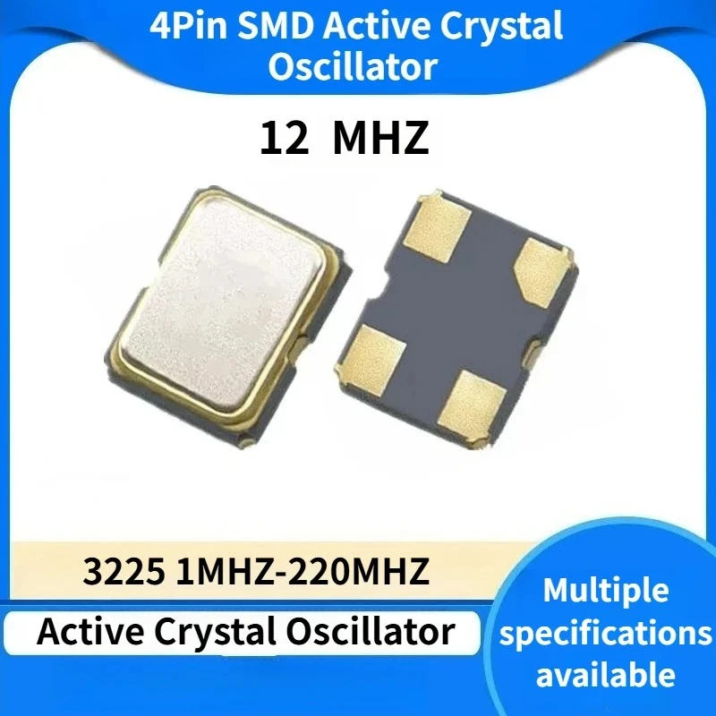 20개 12MHz 3225 SMD 액티브 크리스탈 발진기 3.2×2.5mm 4핀 석영 공..