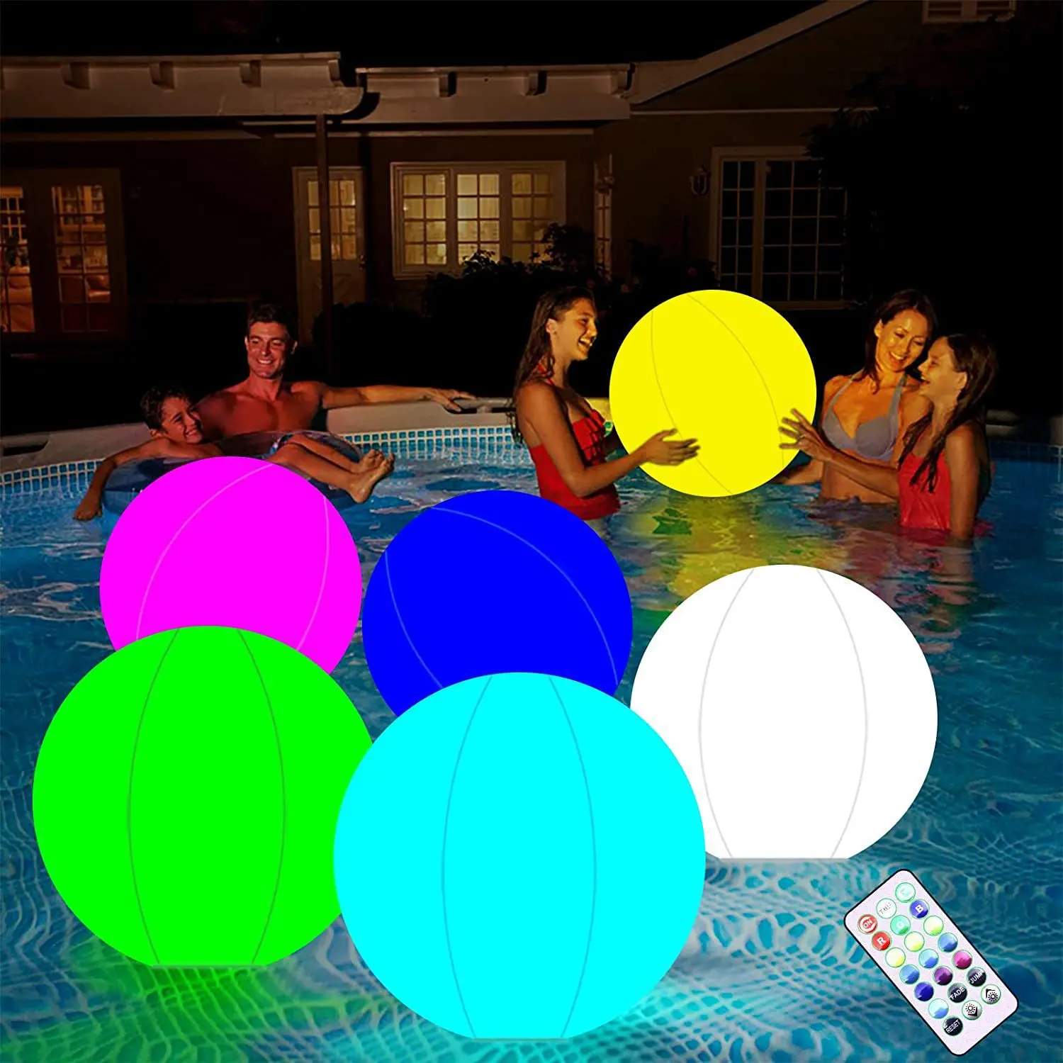 

40cm Led Glowing Beach Ball Light Remote Control 16colors Waterproof Inflatable Floating Pool Light Yard Lawn Party Lamp