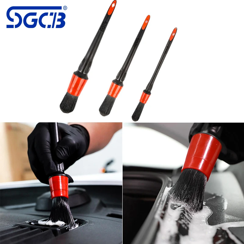 SGCB Car Detailing Brush Kit Wet & Dry Soft Microfiber Polyester Cleaning  Brush Scratch Free For Car Exterior Interior Dashboard - AliExpress