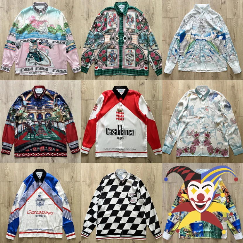 

Long Sleeve Casablanca Shirt Men Women 1:1 High Quality Hawaii Beach Hawaiian Summer Top Silk Shirts