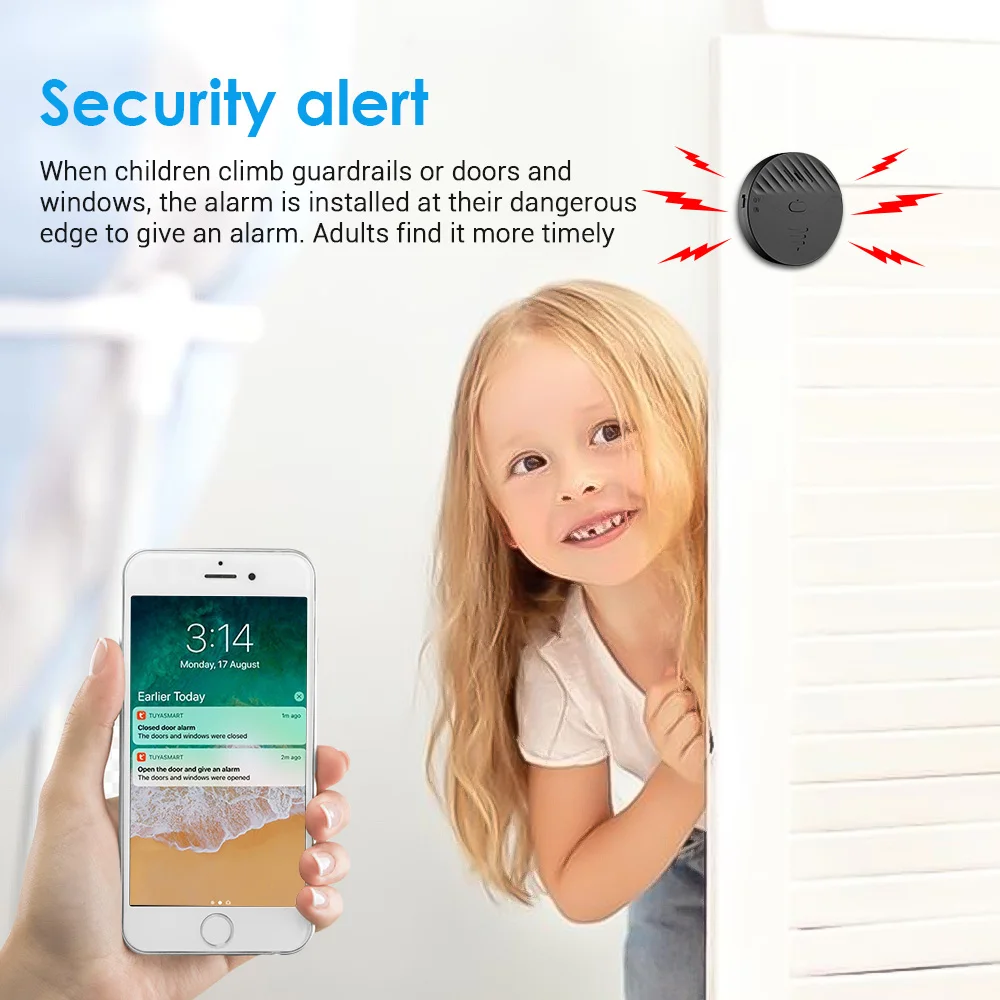 Camluxy Tuya WiFi Window Alarm Glass Break Sensor Alarm 130dB Anti-Theft Vibration Detector For Home Door Window Security security alarm,wireless alarm,smart siren alarm