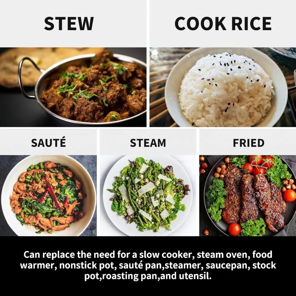 Slow Cooker 5.5QT Timer Non Stick Aluminum Alloy Liner Preset and Delay Function