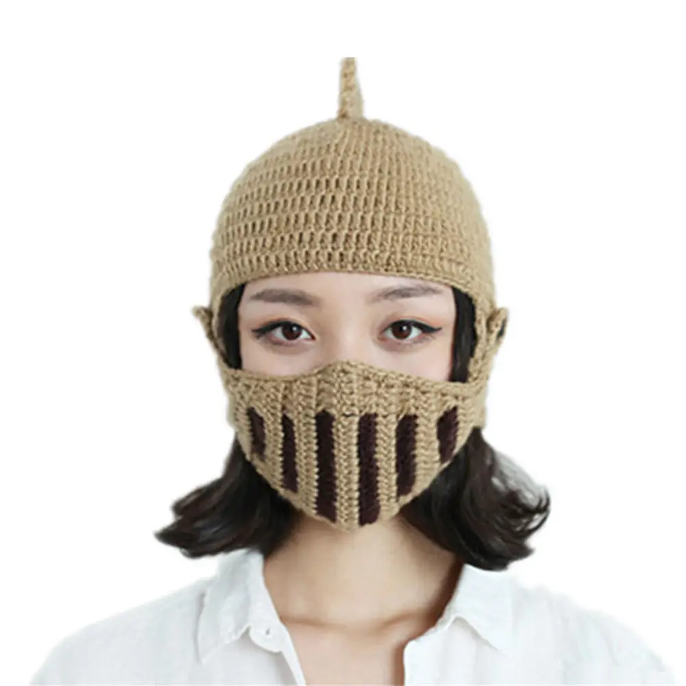 Handmade Knitted Knight Helmet Hat Cap 