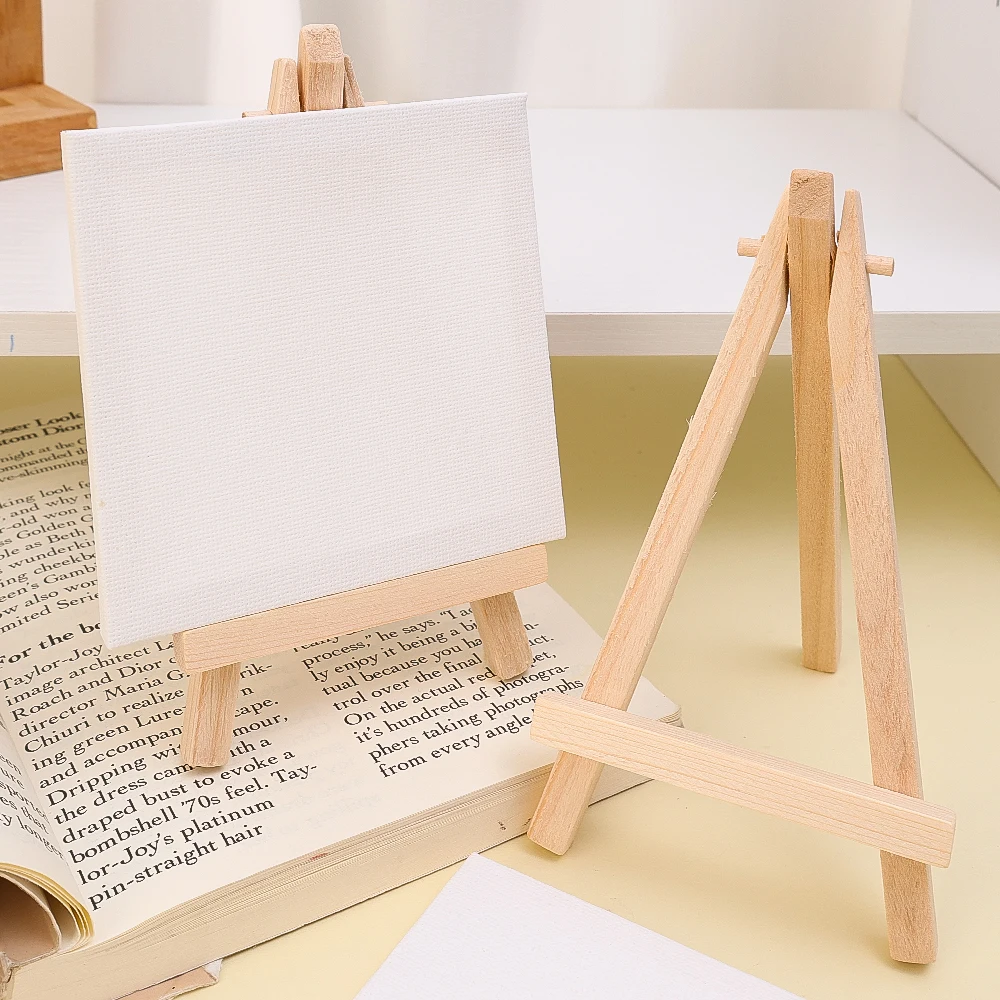 Portable Mini Wooden Easel Desktop Folding Triangle Bracket Drawing Board Display Multifunction Mobile Phone Holder Stand