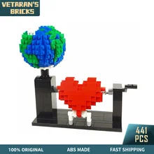 

MOC Love Planet Heart Automaton Environment Protect Earth Slogan Model Bricks Toy Kid Building Blocks Home Decor Birthday Gift