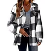 2024 Autumn Winter New Women's Clothing Pocket Plaid Lambswool Jacket Button Plush Coat Shacket 1