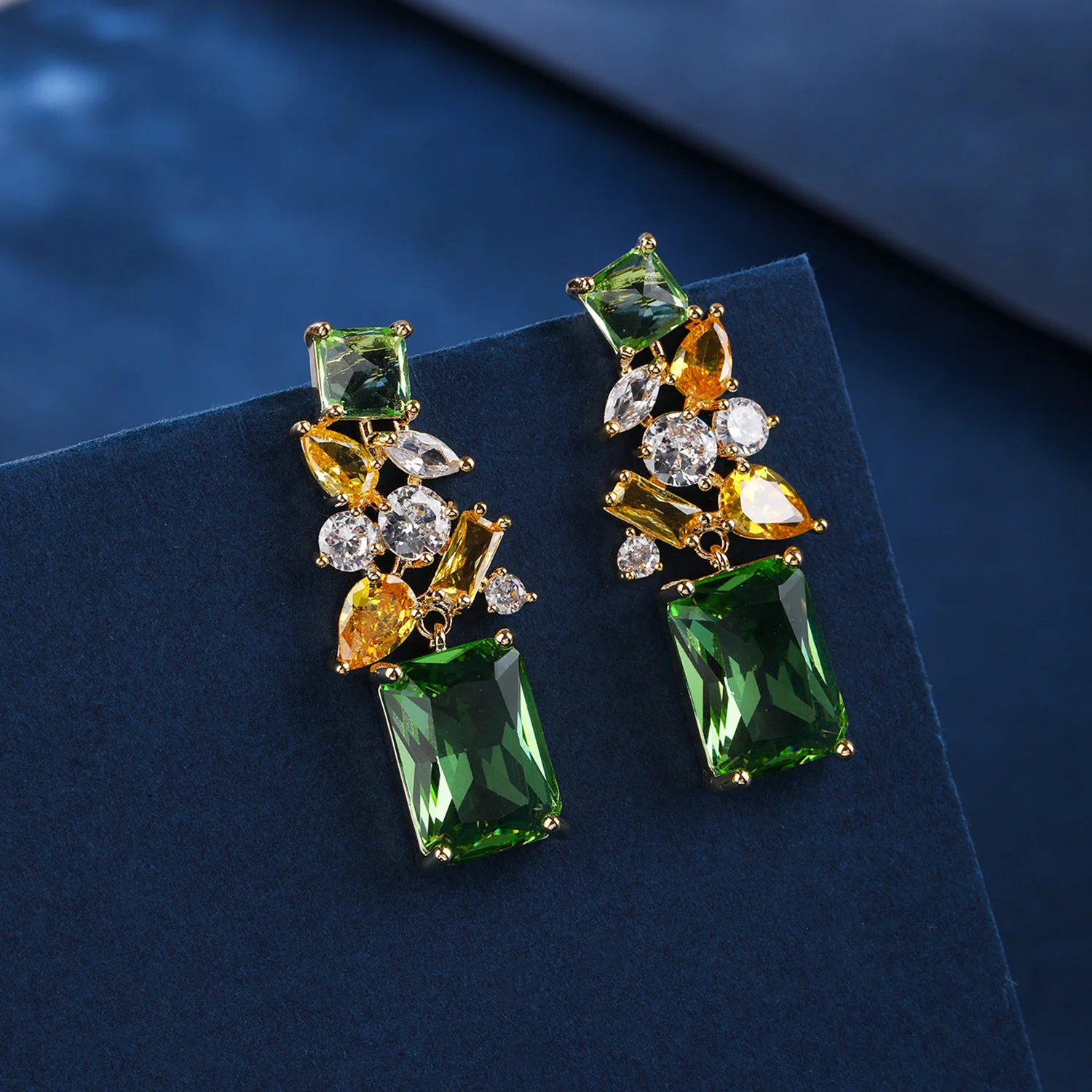 

Fashion Dazzling CZ Blue, Green,Square Cubic Zirconia Dangle Drop Earrings for Women Party Dress Fashion Jewelry CE12060