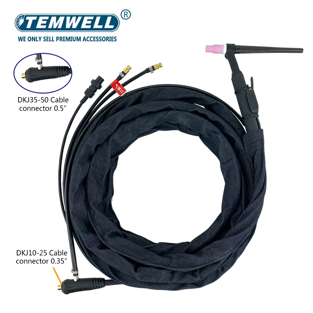 

WP20 WP20F TIG Welding Torch Gas-Electric Integrated Rubber Red Hose 4M 10-25/35-50 Quick Euro Connector 13FT Water Cooled S