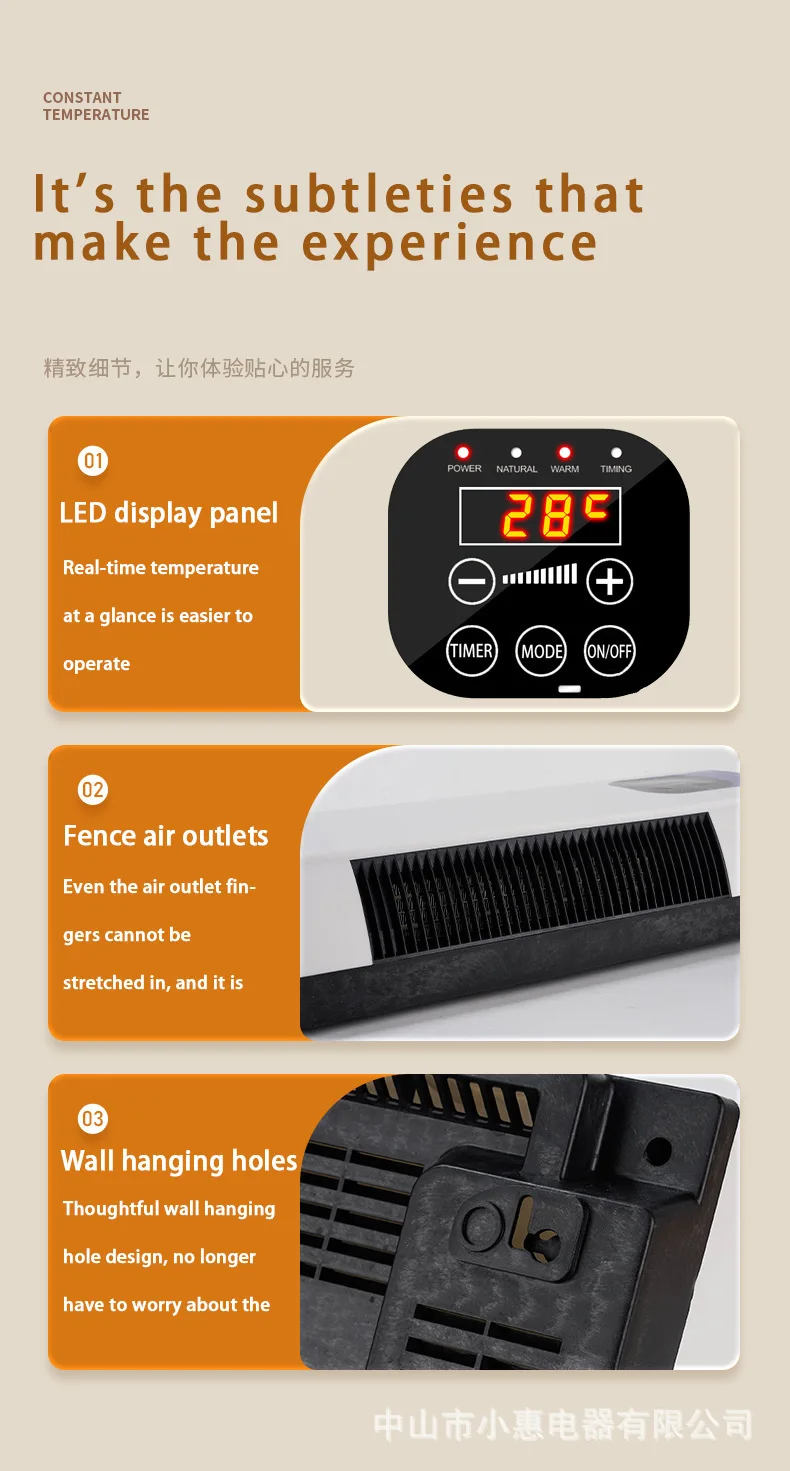 Wall-mounted Air Conditioner Heater Two-in-one Ventilation System Remote Control Household Air Conditioner  with Digital Display